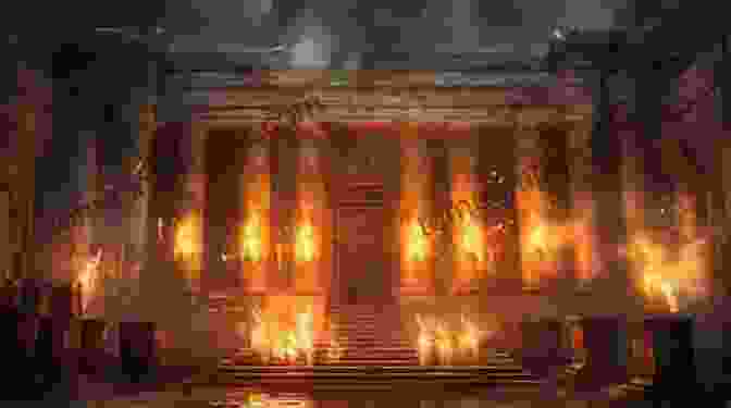 Ancient Egyptian Temple Lit By Flickering Torches During A Religious Ceremony Sacred Flames: The Power Of Artificial Light In Ancient Egypt