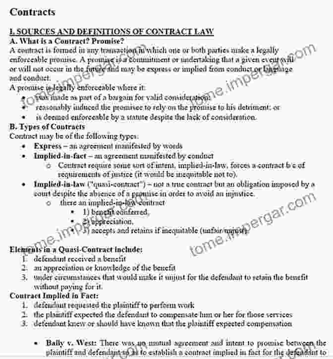 Exam Focused Insights Law School Study Guides Contract II Outline